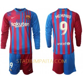 Virallinen pelipaita FC Barcelona Memphis Depay 9 Koti 2021-22 Pitkähihainen - Lasten( + Lyhyet housut )